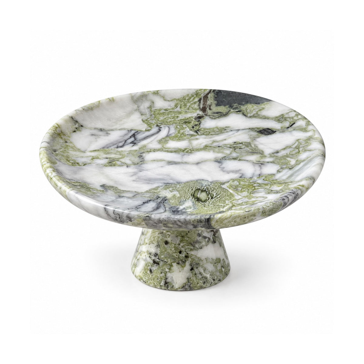 Verdant Relic round natural stone pedestal tray by OYLIN