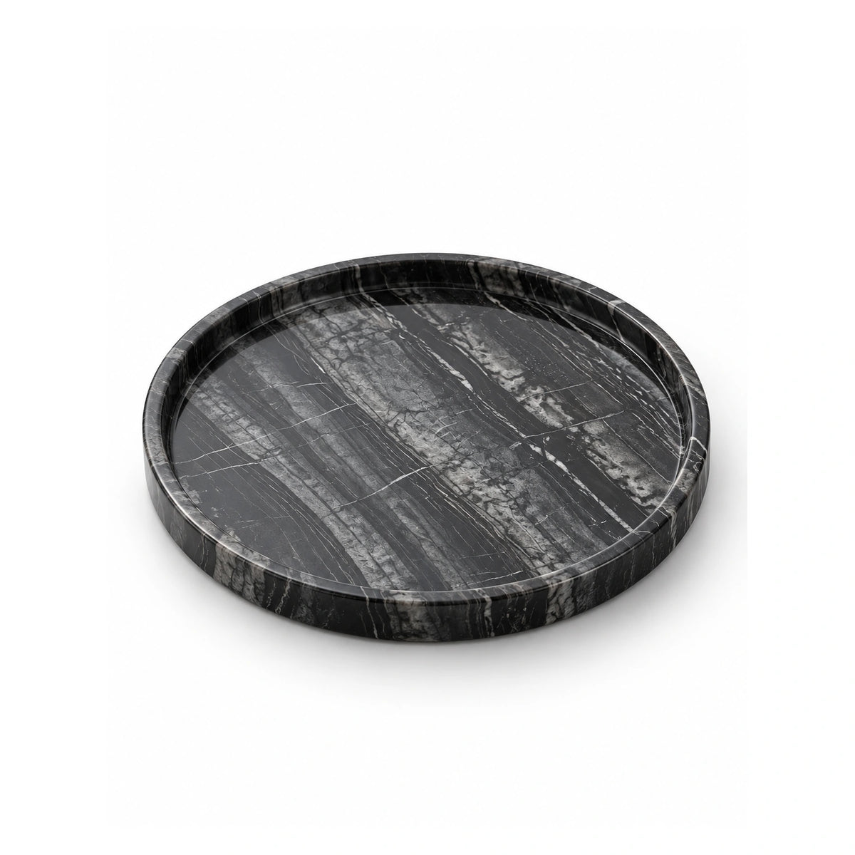 Ancient Timber round marble tray by OYLIN on white background