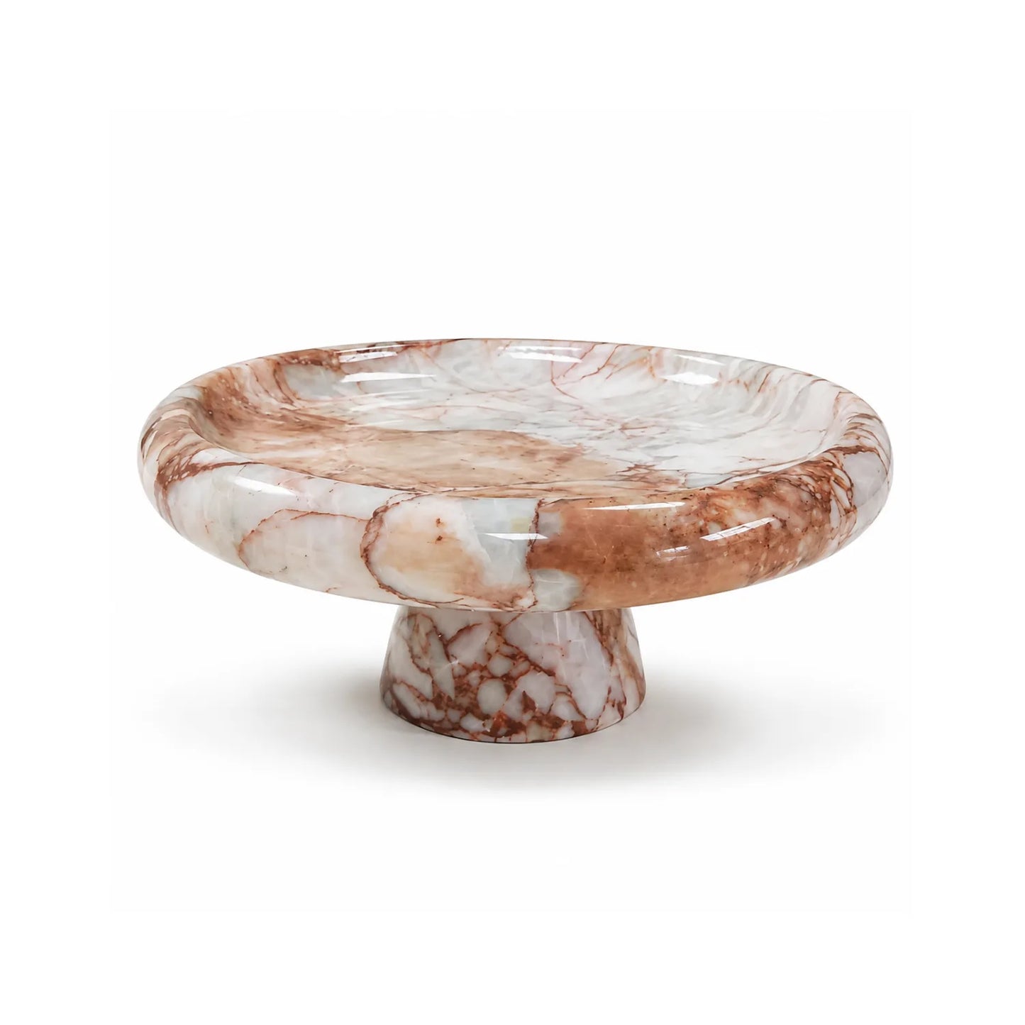 Aurelia natural stone pedestal tray on a white background