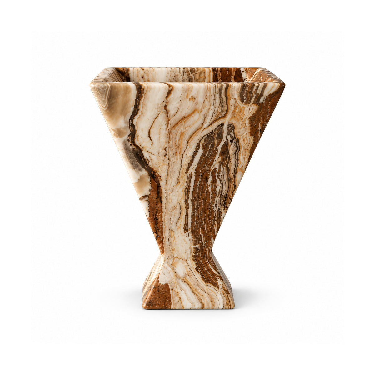 Front view of Tiramisu Strata sculptural pedestal vessel