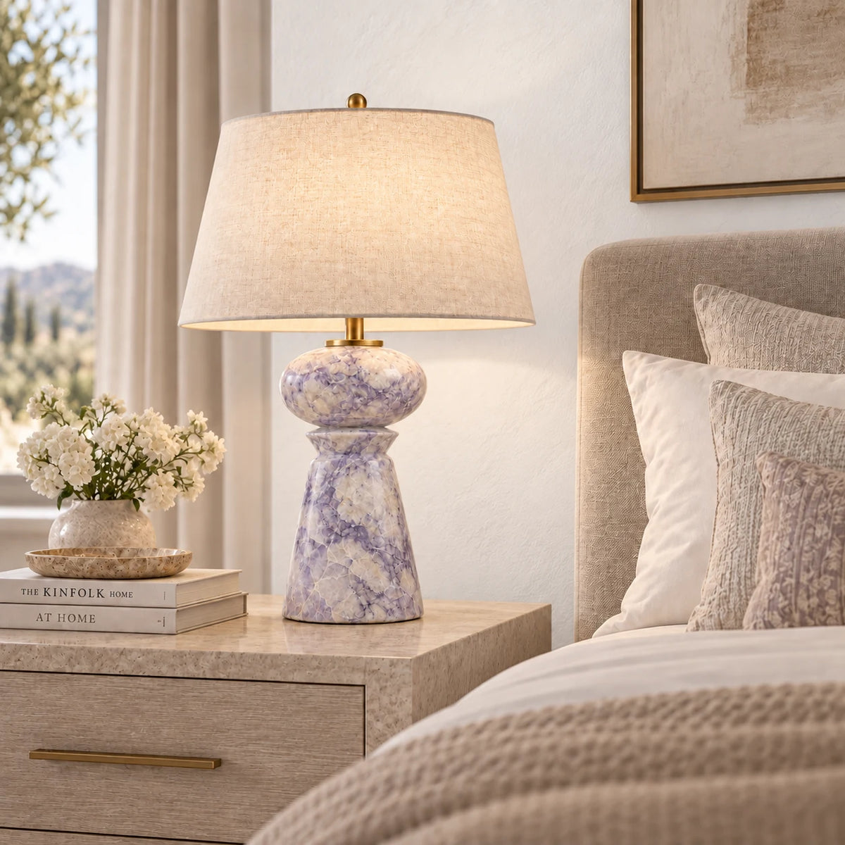 Aveline Lavender Mist Natural Stone Table Lamp — alternate product view 3