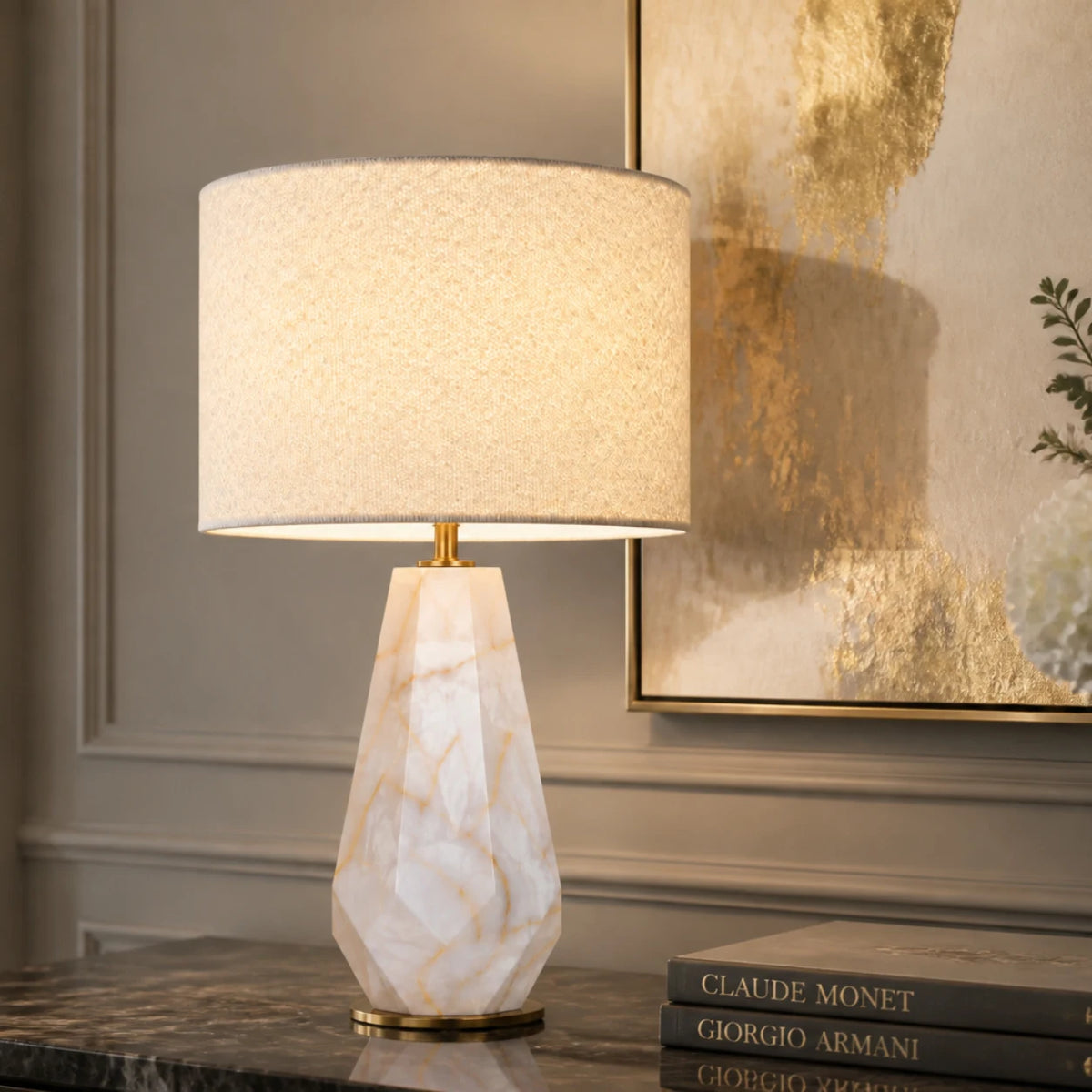 Siena Sculptural Alabaster Table Lamp — alternate product view 4