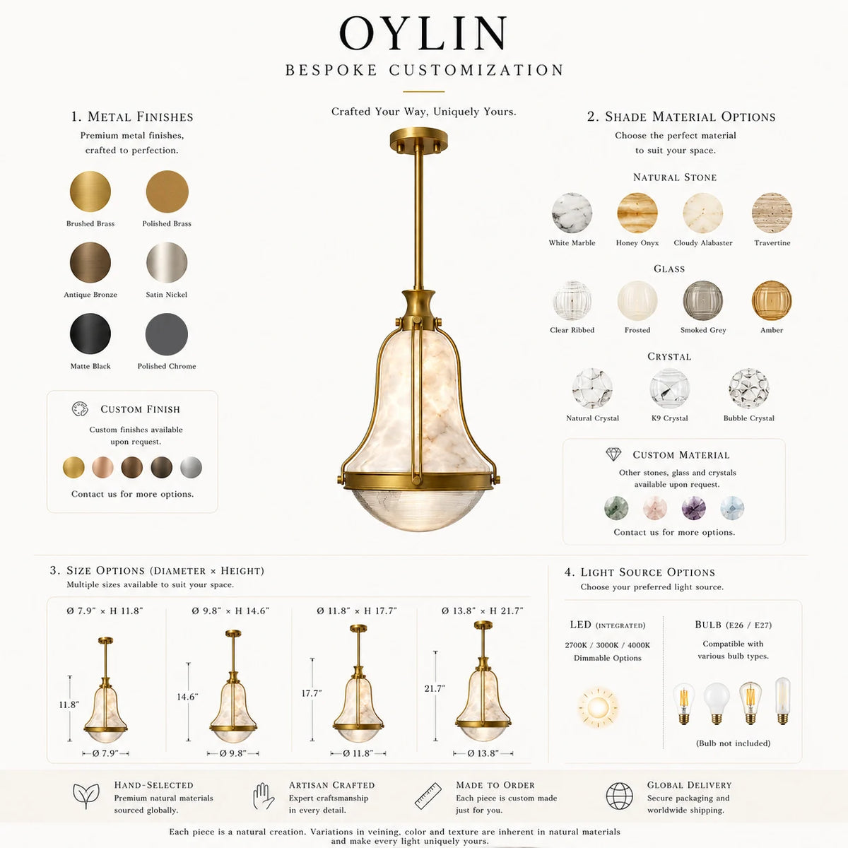 Bellini Alabaster Pendant Light — alternate product view 7
