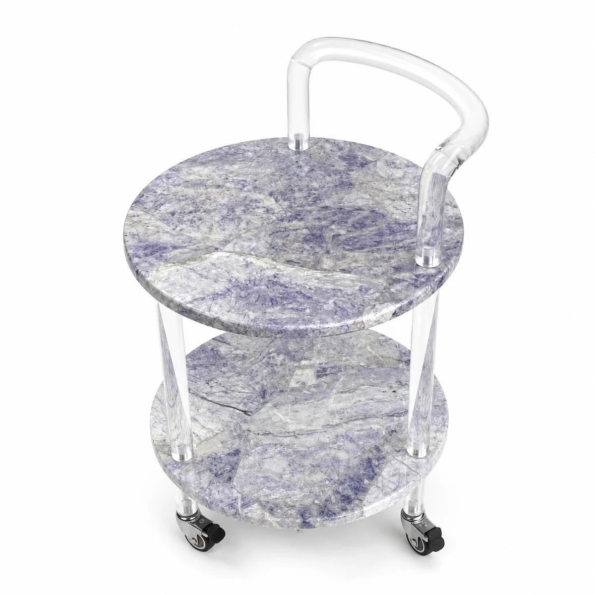 Lavender Mist Two-Tier Natural Luxury Stone & Acrylic Bar Cart — alternate product view 7
