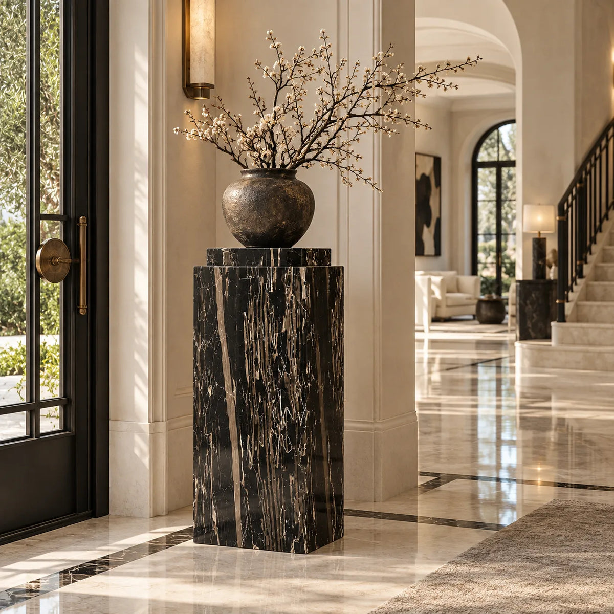 Varen Silver Dragon Marble Display Pedestal — alternate product view 2