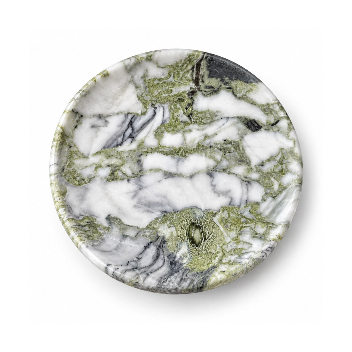 Top view of Verdant Relic round pedestal tray