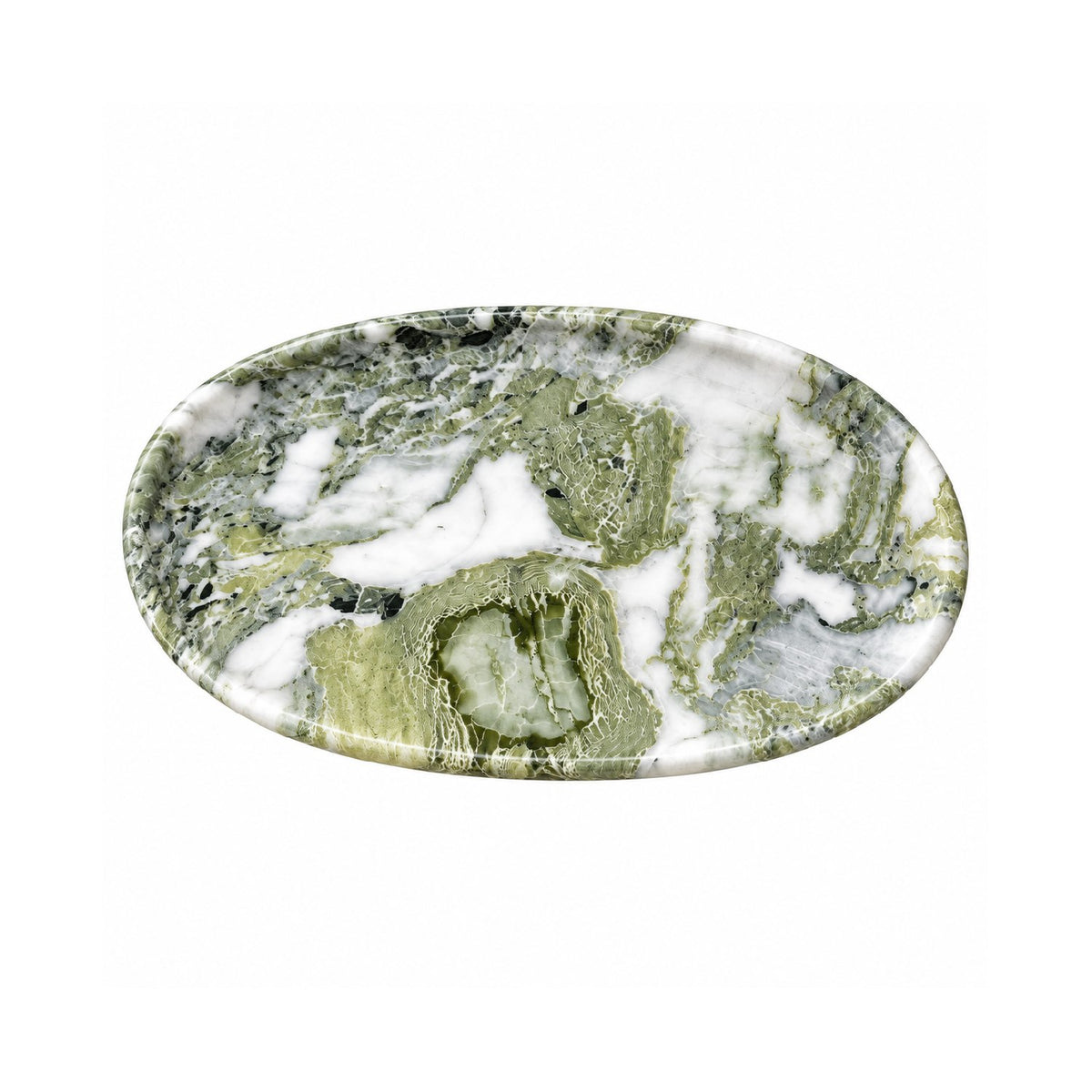 Top view of Verdant Relic natural stone pedestal tray