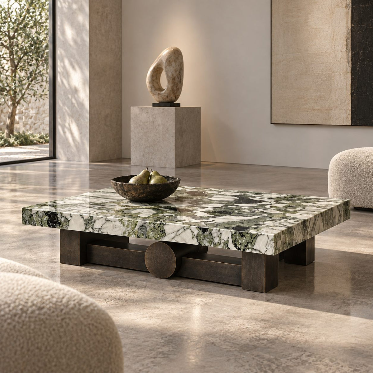 Verdant Relic sculptural coffee table in a refined living room