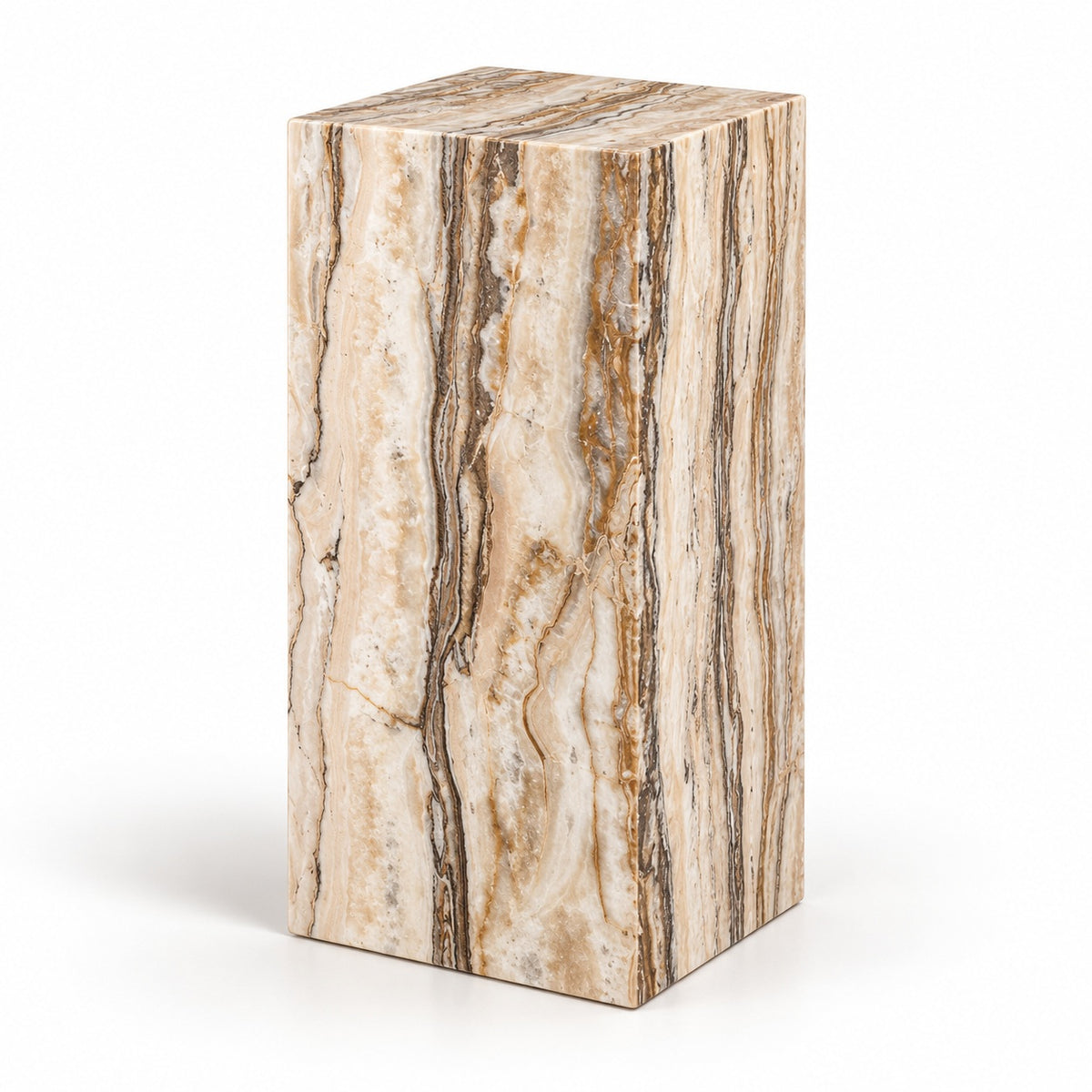 Front view of Tiramisu Strata architectural stone pedestal