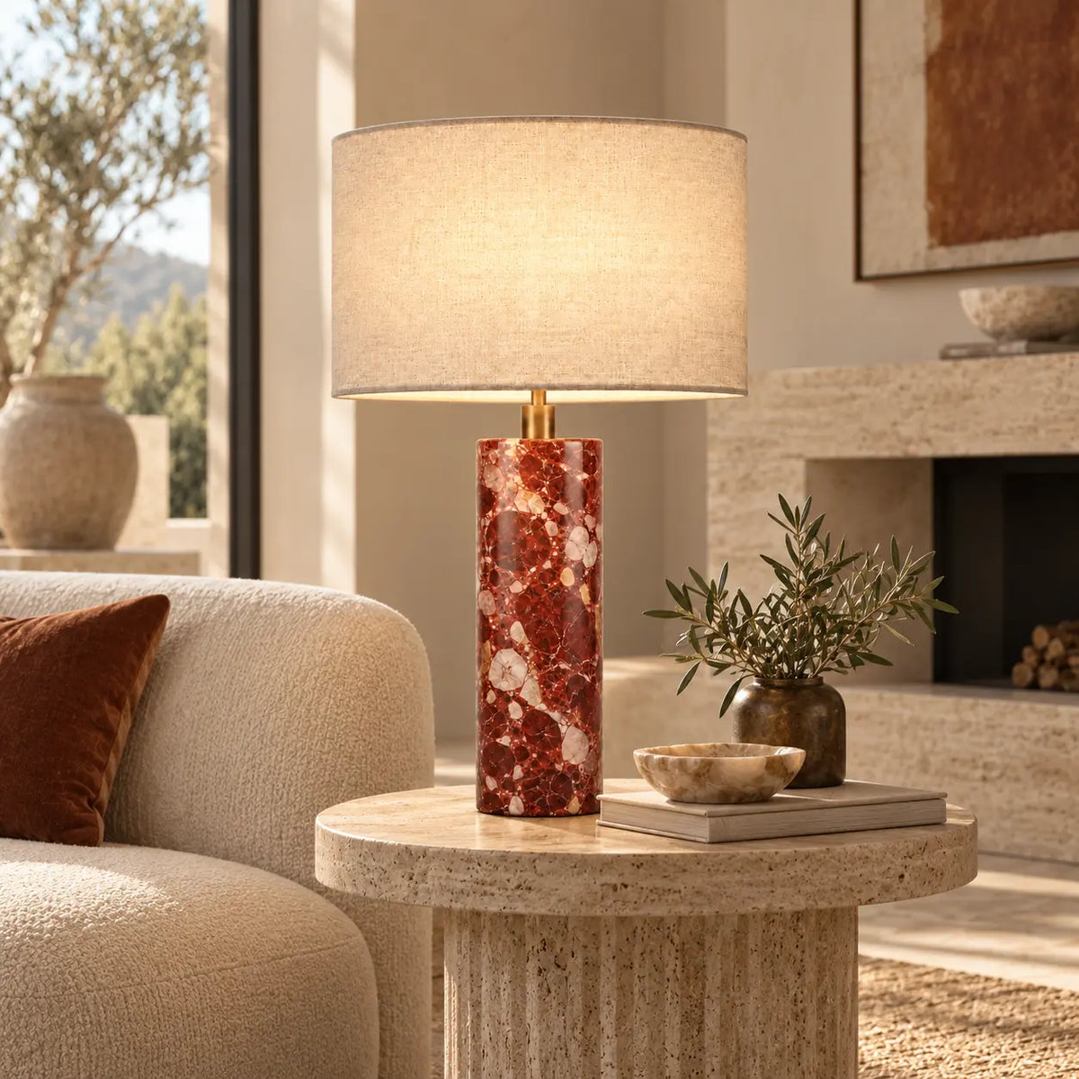 Leonora Bulgari Red Marble Table Lamp — alternate product view 3