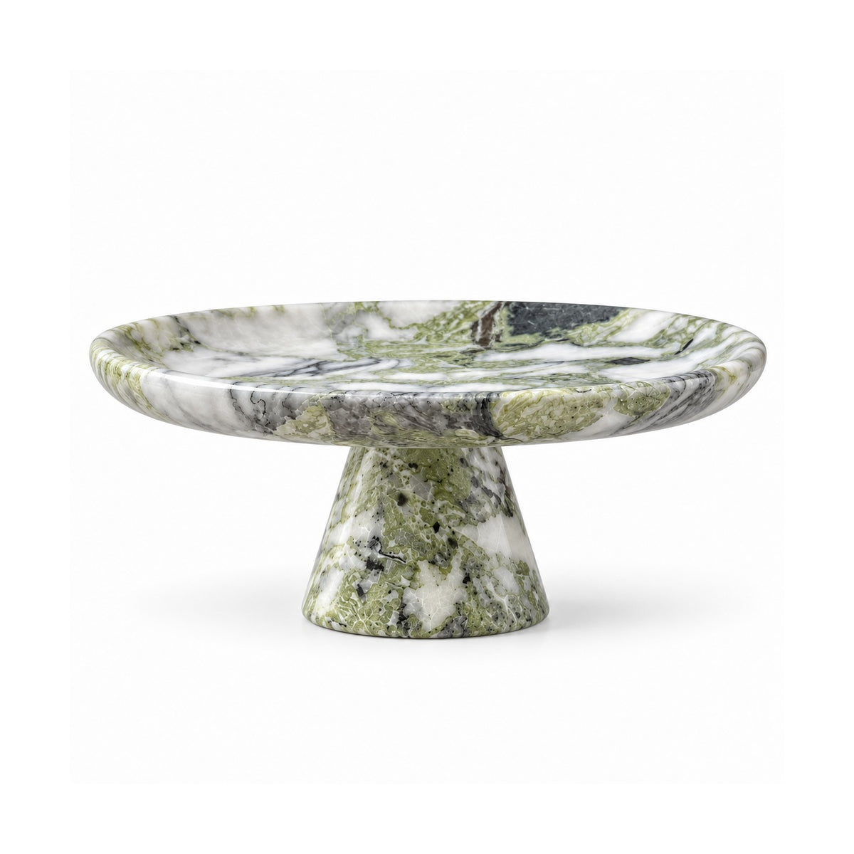 Side view of Verdant Relic natural stone pedestal tray