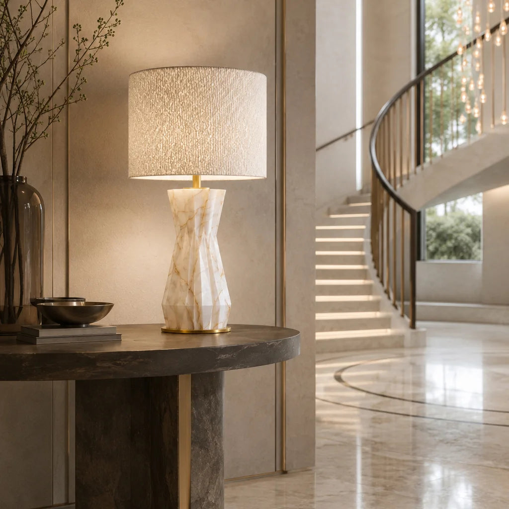 Aureon Compact Sculptural Alabaster Table Lamp — alternate product view 6