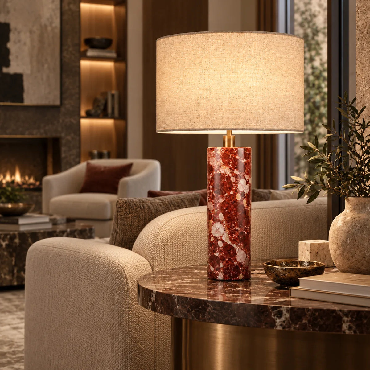 Leonora Bulgari Red Marble Table Lamp — alternate product view 4