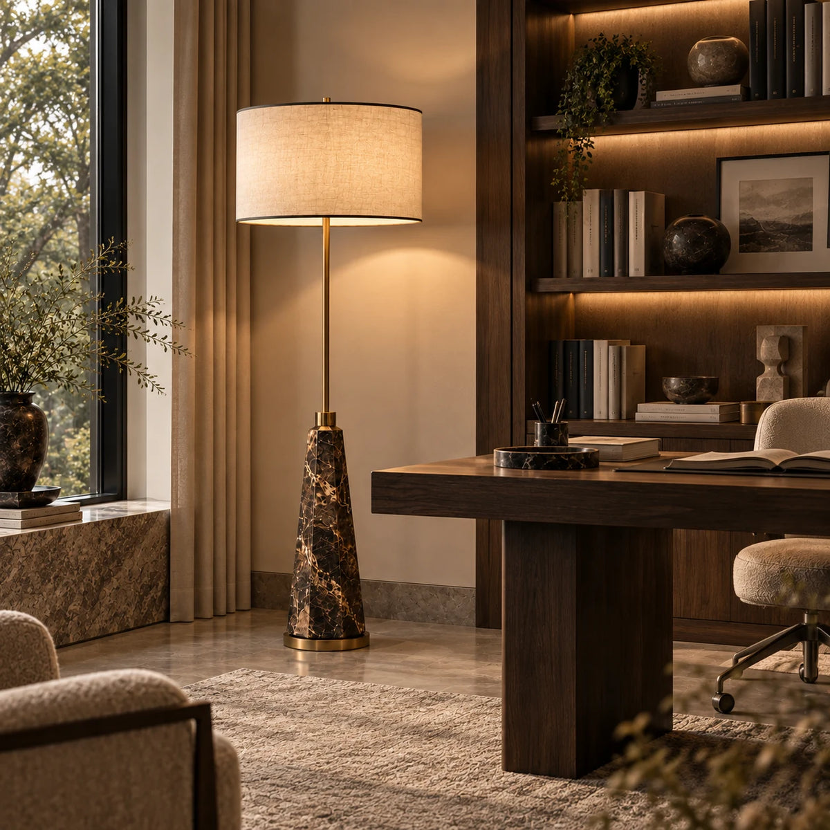 Marcell Rainforest Brown Natural Stone Floor Lamp — alternate product view 3