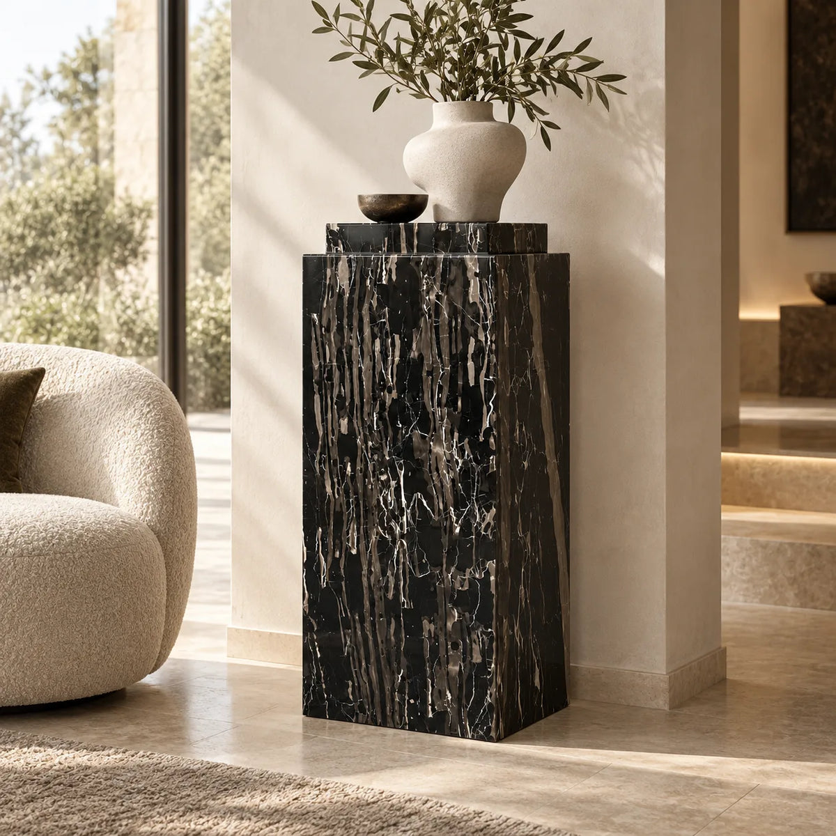 Varen Silver Dragon Marble Display Pedestal — alternate product view 4
