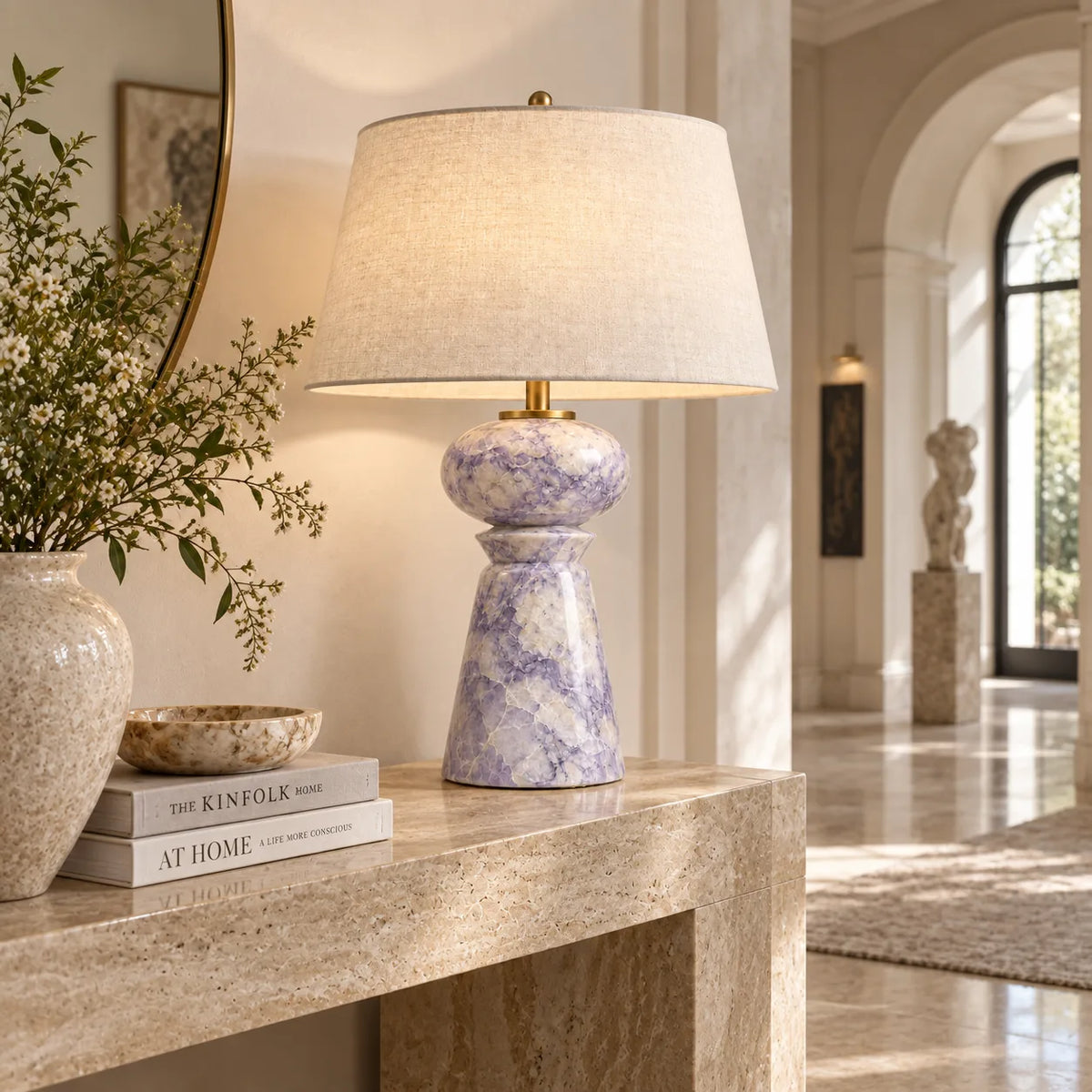 Aveline Lavender Mist Natural Stone Table Lamp — alternate product view 2