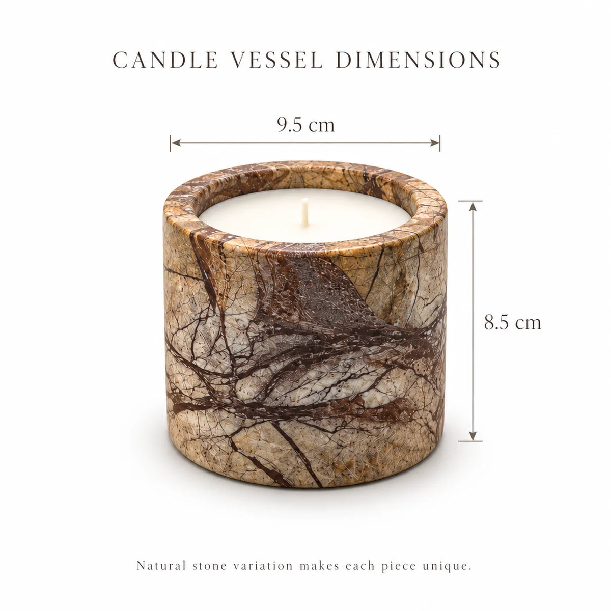 Veyra Rainforest Brown Marble Tray & Candle Vessel Set — alternate product view 6