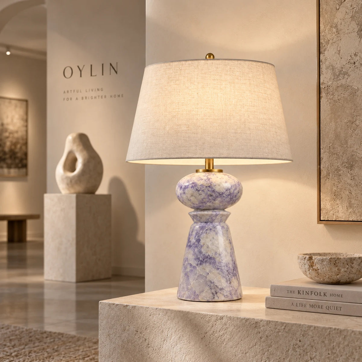Aveline Lavender Mist Natural Stone Table Lamp — alternate product view 4