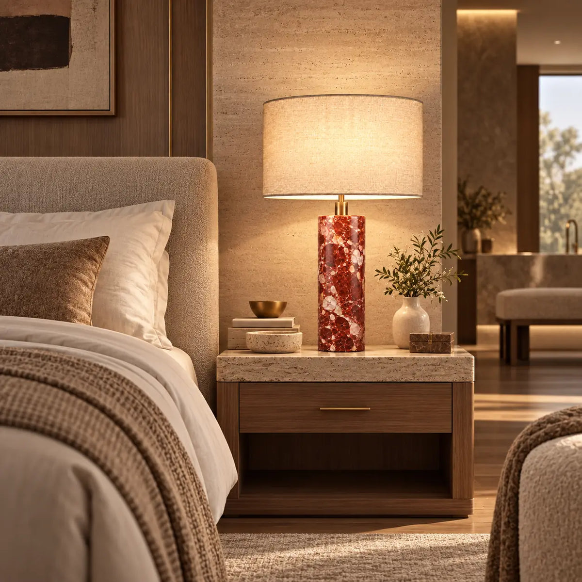 Leonora Bulgari Red Marble Table Lamp — alternate product view 6