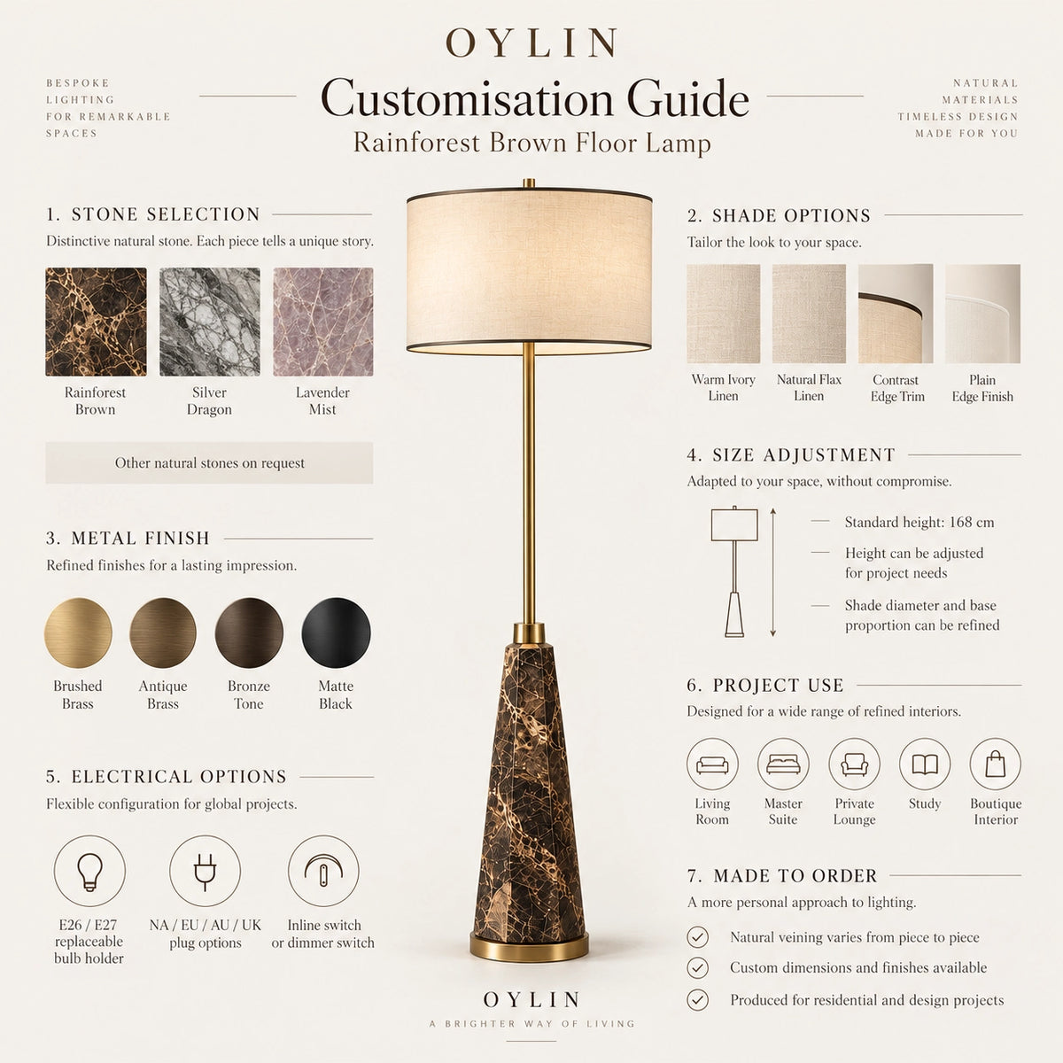 Marcell Rainforest Brown Natural Stone Floor Lamp — alternate product view 6