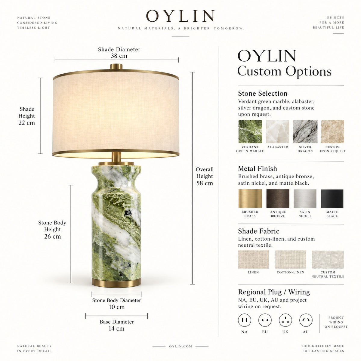 Verdant Relic table lamp dimensions and customization options