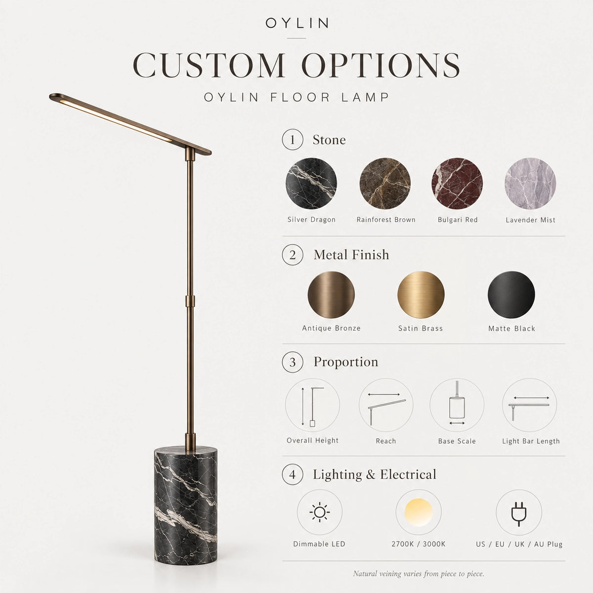 Orsen Silver Dragon Marble Floor Lamp — alternate product view 7