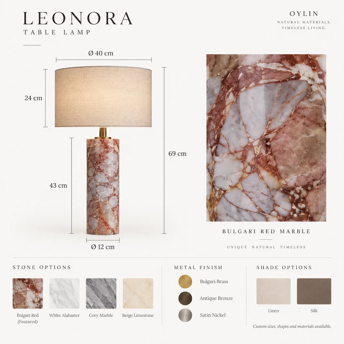 Leonora Bulgari Red Marble Table Lamp — alternate product view 7