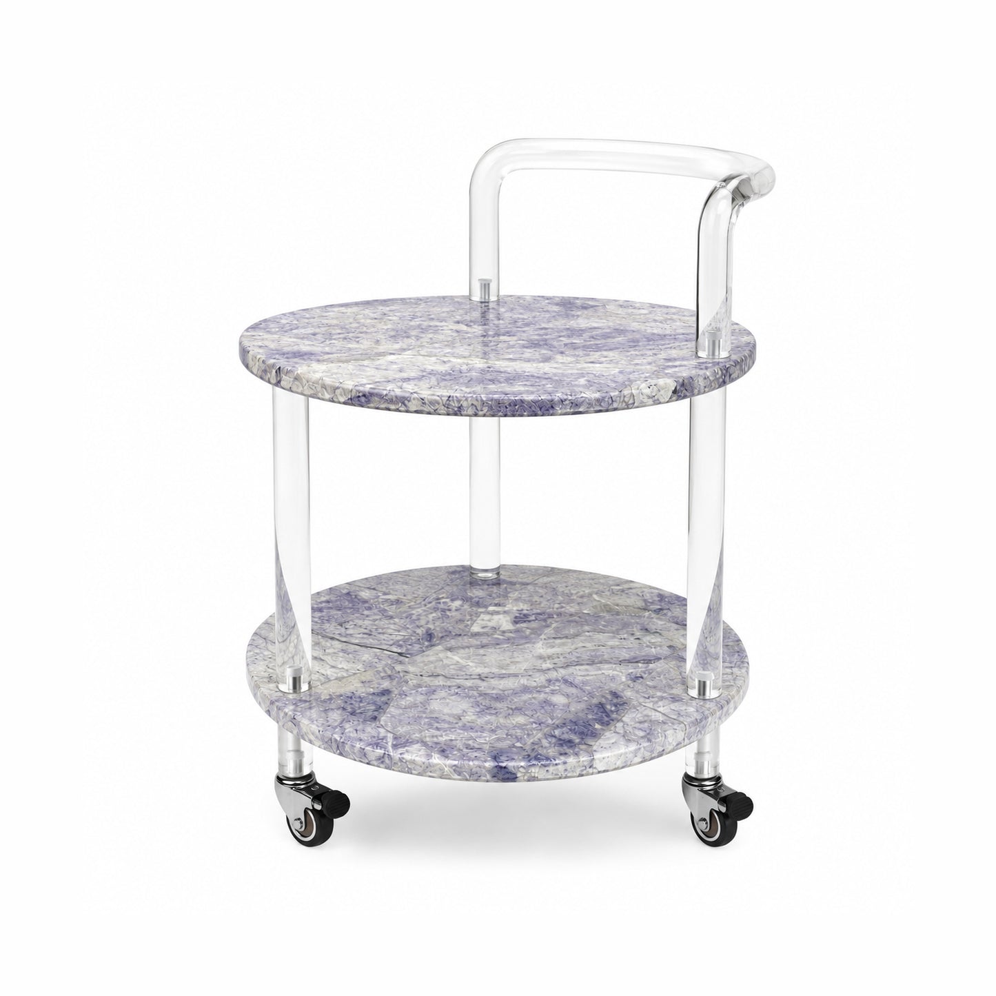 Lavender Mist | Two-Tier Natural Luxury Stone & Acrylic Bar Cart