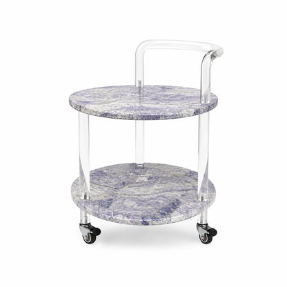 Lavender Mist | Two-Tier Natural Luxury Stone & Acrylic Bar Cart