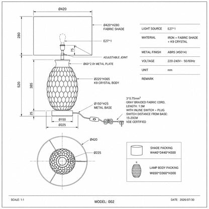 Nerina | Opal White Art Glass Table Lamp