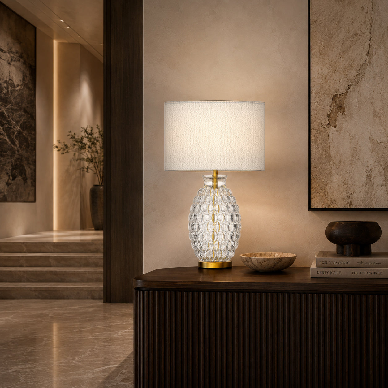 Nerina | Opal White Art Glass Table Lamp