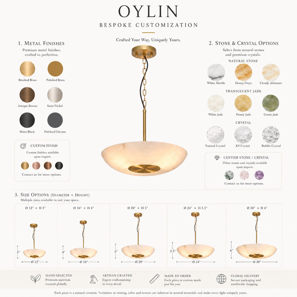 Luna | Alabaster Pendant Light