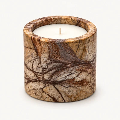 Marcell Rainforest Brown Natural Stone Floor Lamp