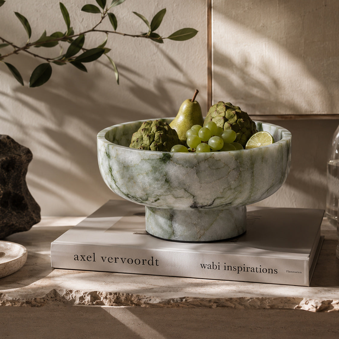 Alternate view of the Terra Verde Marble pedestal bowl