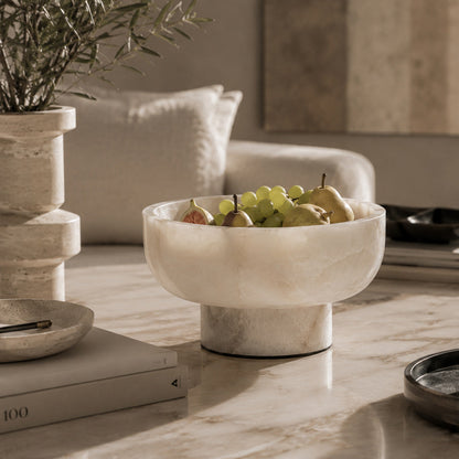Alternate view of the Terra White Alabaster pedestal bowl